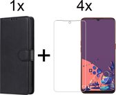 Oppo A91 hoesje bookcase met pasjeshouder zwart wallet portemonnee book case cover - 4x Oppo A91 screenprotector