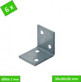 TQ4U verbindingshoek - 30 x 30 x 30 mm - 2 mm dik - Verzinkt - 6 STUKS