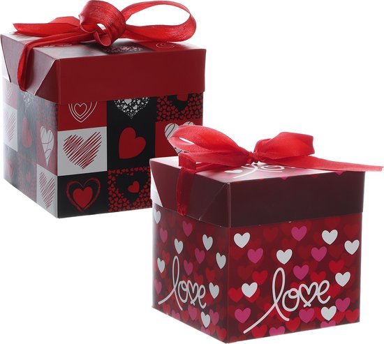 2 boîtes d'emballage coffret cadeau coffret cadeau bague boîte valentine  coeurs ruban... | bol.com