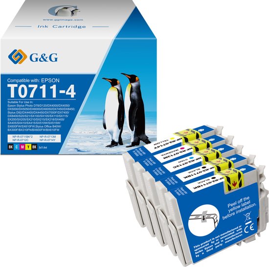 Foto: G g epson t0715 xl huismerk cartridge multipack zwart kleur