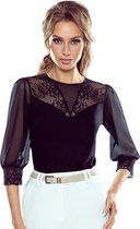 Raisa - mooie damesblouse van Eldar- zwart met kant M