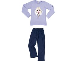 foto van Disney Frozen Pyjama - Elsa - Katoen - Lila/navy - Maat 122/128