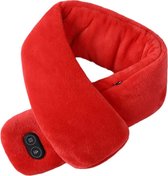 Isomes Verwarmde Massage Sjaal - Elektrische Sjaal - Pluche Sjaal - Vibrerend - USB-kabel - Oplaadbaar - Unisex - Rood