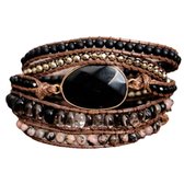Marama - wikkelarmband Black Onyx - dames armband - Onyx - 90 cm - cadeautje voor haar