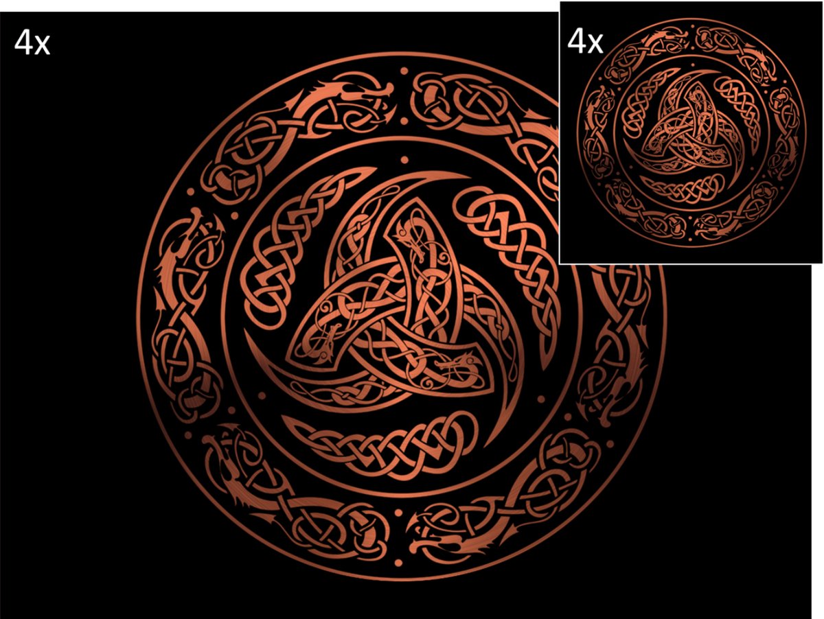 Celtic Tree - Set Placemats en Onderzetters - Drie Hoornen van Odin - Zwart - Rosé - Pagan - Heidens - Keltisch - Magisch - Tafel - Tafeldecoratie - Eten - Placemat - Onderzetter