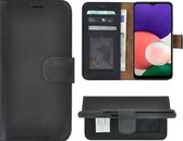 Hoesje Geschikt voor Samsung Galaxy A22 5G - Bookcase - A22 5G Wallet Book Case Echt Leer Zwart Cover