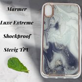 Apple iPhone XR Hoesje Grijs Marmer  Stevige Siliconen TPU Case – iPhone XR Luxe Xtreme Stevige Back Cover Shockproof telefoon hoesje