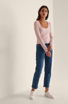 na-kd Wide Leg Raw Hem Dames Jeans - Maat EU 34