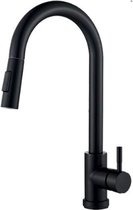 Elmano – Keukenkraan met sensor – Uitrekbare slang - Multifunctioneel – 2 standen – Keuken – Zwart - RVS