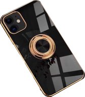 iPhone 11 hoesje met ring - Kickstand - iPhone - Goud detail - Handig - Hoesje met ring - 5 verschillende kleuren - zalm roze - Grijs/blauw - Donker groen - Zwart - Paars