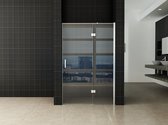 Klea SD Nis Swingdeur Douche Draaideur Met Vaste Wand 100(60-40)x200cm Antikalk Veiligheidsglas Met NANO Coating