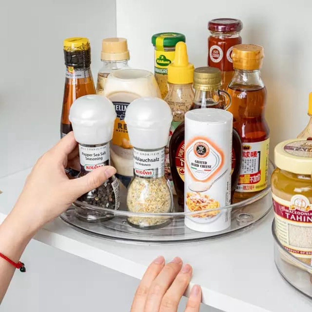 Ronddraaiend Draaiplateau staand - Kruidenrek - Keukenkastorganizer - Lazy Susan Draaiplateau - Kruiden Organizer - Aanrecht Organizer - Draaiplateau Rond - Keuken Opbergers - Gootsteen Organiser - 24 cm - Bwa Commerce