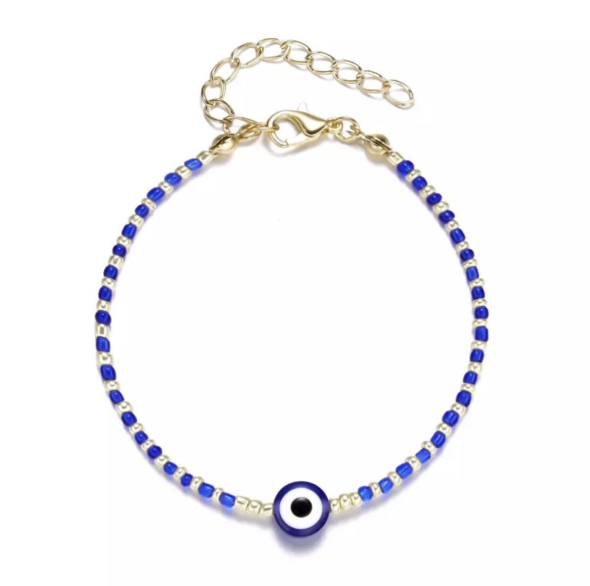Armbandje ‘Het Boze Oog’ blauw-goud verstelbaar damesarmband