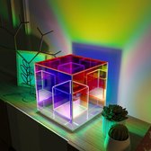 Magische Kubus - Kubus lamp - Cube lamp - Led Kleuren Tafellamp - RGB Cube - Led Kleuren - Automatische Sfeer Tafellamp - 15CM