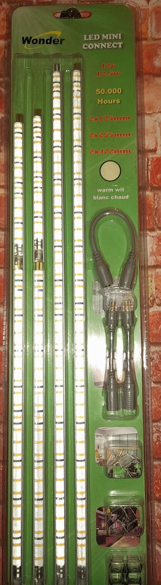 Wonder Warm Wit diverse maten LEDstrips totaal 1,5meter met aluminium profiel koppelbaar inclusief koppelstukjes, voeding en bevestigings materialen