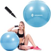 Springos Fitness Bal | Zitbal | Yoga Bal | Fitness | Lichtblauw | Inclusief Pomp | 55 cm