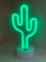 Groenovatie LED Neon Tafellamp "Cactus" - Op Batterijen en USB - 13x10x27cm - Groen