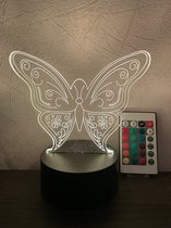 Klarigo®️ Nachtlamp – 3D LED Lamp Illusie – 16 Kleuren – Bureaulamp – Vlinder Lamp – Sfeerlamp – Nachtlampje Kinderen – Creative lamp - Afstandsbediening