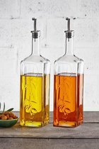 Homemade - Oliefles / Azijnfles Met Schenktuit - Glas - Set van 2 - 345 ml