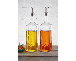 Homemade - Oliefles / Azijnfles Met Schenktuit - Glas - Set van 2 - 345 ml