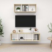 Decoways - 2-delige Tv-meubelset spaanplaat wit en sonoma eikenkleurig
