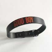 PROVOCATEUR - BDSM Halsband met Tekst "Good Boy" - leren collar voor Mannen, Bondage, DDLB, Petplay, Puppyplay, Gay Roleplay - Zwart met rood