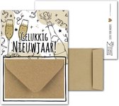 Geldkaart met mini Envelopje -> Nieuwjaar - No:07 (Champagne-glazen-vuurwerk-Goudgoudkleurig-Zwart-Gelukkig Nieuwjaar) - LeuksteKaartjes.nl by xMar