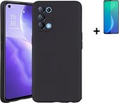 Hoesje Oppo Find X3 Lite - Siliconen - Screenprotector Oppo Find X3 Lite - Hoesje Zwart Case + Screenprotector