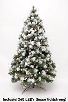 Premfy Deluxe Kunstkerstboom 180 cm - Met sneeuw en Echte Dennenappels - Mooi volle Kerstboom - 1200 PVC & PE Takken - Mooi Versierd - Decoratie - Premium - 5 Jaar garantie - Inclu