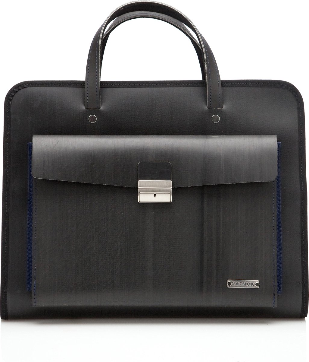 KAZMOK 15 inch Laptop tas gemaakt van transportband, marine blauw-duurzaam-zakelijk-business-stoer-lifestyle-NLmade