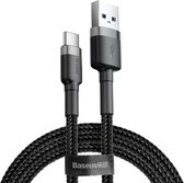Baseus USB-C naar USB kabel - 0.5 Meter - Zwart - Braided - data & oplaadkabel - Samsung/ Huawei/ Oppo/ Xiaomi USB-C kabel - Stevige USB kabel   (Grijs + Zwart)  CATKLF-AG1