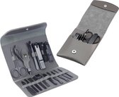 Manicure set - Pedicure set - Travel kit - RVS - 20 delig - Nagelknipper - Vijl - Cadeau -  PU Leer - Grijs