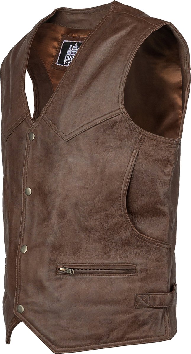 Urban Leather® Billy lams leren vest heren donker bruin gewaxt - S | bol.com
