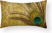 Sierkussen Peacock - Gold Long - Sierkussen - 30x50 cm - Sierkussen - Polyester
