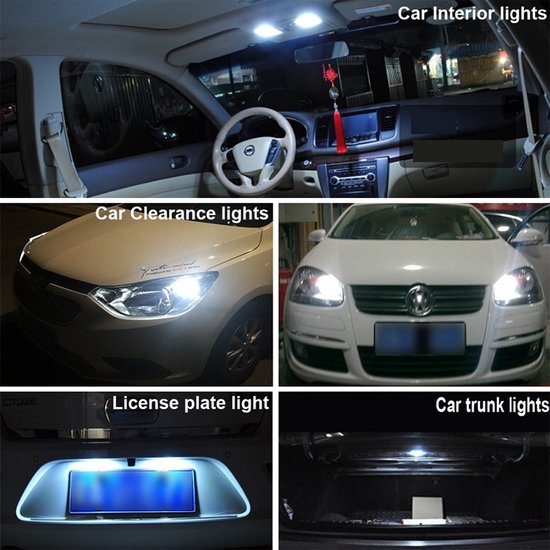 LYEAA 10Pcs T10 W5W LED Lamp Heldere 600LM Auto Interieur