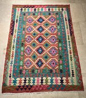 The Curious- Turks Tapijt- Kilim- Hangemaakt- %100 Wol- Multicolor Patroon- 207x146 cm