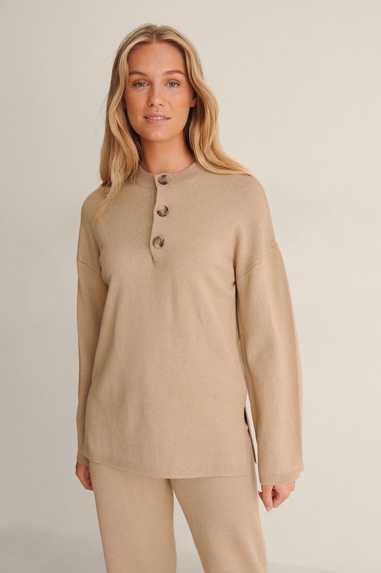 na-kd Knitted Oversize Button Dames Trui - Maat Large