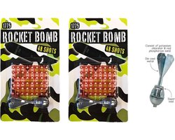 Rocket Bomb - Zilveren raket met 48 knallers - Set van 2 - Vanaf 5 jaar