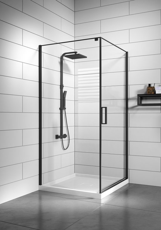 Badplaats Douchecabine Alava 90 cm x 90 cm Zwart Douchewand met