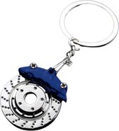 Auto Sleutelhanger - Blauwe Remklauw op Remschijf - Voor oa. Volkswagen / Kia / Mercdes / Opel / Ford / Bmw / Ferrari / Audi / Nissan / Honda / Race Auto - Keychain Sleutel Hanger