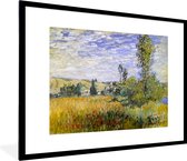 Fotolijst incl. Poster - Landschap bij Vetheuil - Schilderij van Claude Monet - 80x60 cm - Posterlijst