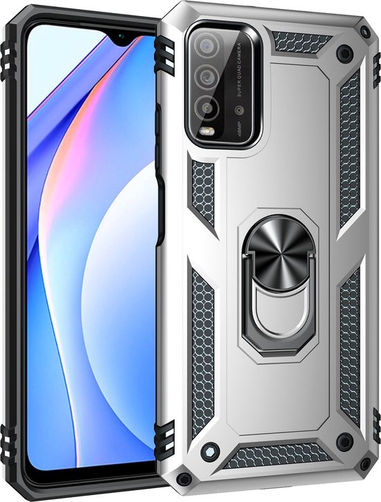 Étui rigide Mobigear Armor Ring pour Xiaomi Redmi 9T - Argent