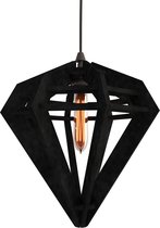 DECOBEL | DECO-VILT | Diamant | Maat L | Hanglamp - E27 - Woonkamer - Eetkamer - Duurzaam - Petfles - Industrieel | Zwart 09