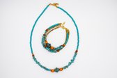 Aquatolia turquoise red necklace bracelet set