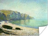 Poster Boten op het strand bij Pourville tijdens laagtij - Schilderij van Claude Monet - 40x30 cm