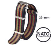22mm Nato Strap Groen Rood Zwart gestreept - Vintage James Bond - Nato Strap collectie - Mannen - Horlogebanden - 22 mm bandbreedte Geschikt voor oa: - Seiko, SKX009 SKX007 SKX021,