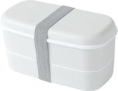 UrbanGoods - Lunch box - Maaltijd box - Creme Kleur- 2 Laags Broodtrommel - 2 Compartimenten - Lunch To Go - Duurzaam Kunststof - BPA vrij - Lunchtrommel - Inclusief stokjes - Magnetron beste