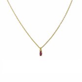 Silventi 9SIL-21640 Zilveren Ketting met Hangertje - Dames - Roze Zirkonia - Ovaal - 5,5 x 3 mm - Ankerschakel - 38 + 7 cm - Zilver - Gold Plated (Verguld/Goud op Zilver)