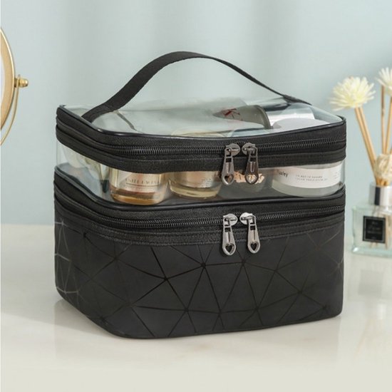Make up tas/Cosmetica organizer/Toilettas Dames Leny Zwart