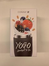 Coninx Thermos Lunchbox - Muesli beker to go - Isoleer lunchpot - Yoghurtbeker to go - Mueslibeker 840ml (600ml+240ml) - RVS / Zwart